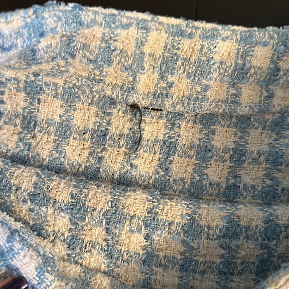 Shein Blue and White Houndstooth Tweed Fit and Flare Skirt-S - Picture 3 of 3